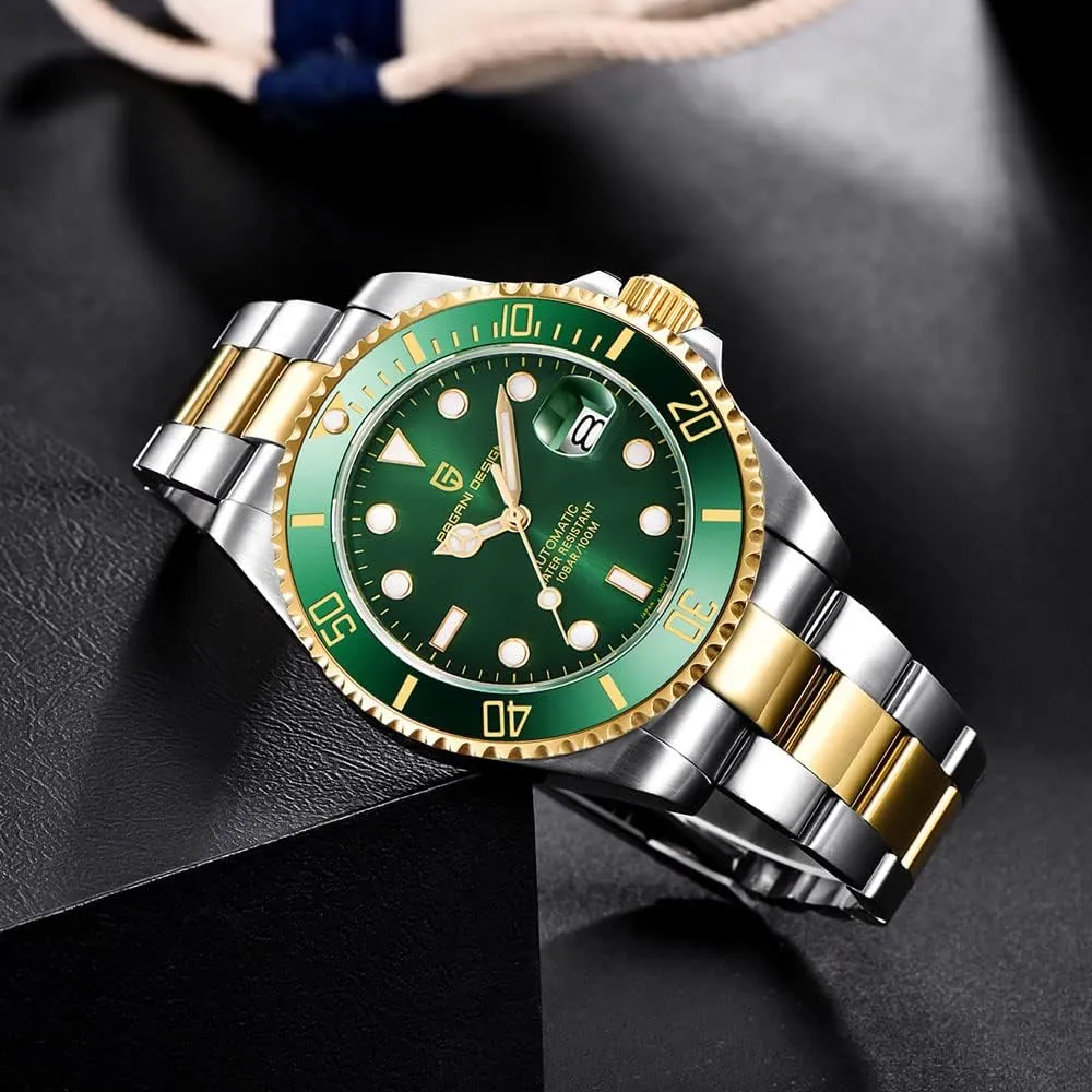 DENTON Pagani Design PD1639 Men Mechanical Wristwatch Ceramic Bezel Automatic Watch Sapphire permanent Glass Watch for Men Waterproof 100M Sports Watches Japan NH35A Movement LACZ 