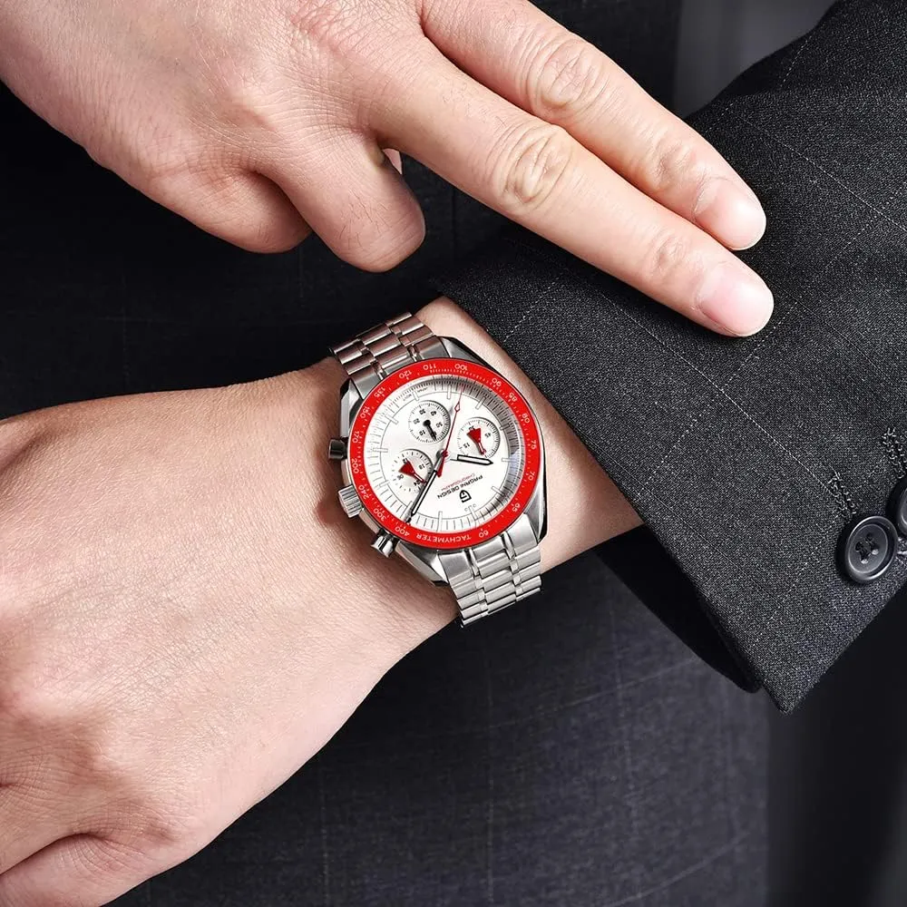 Design 1701 Men's Watches Japanese VK63 Quartz extraordinarily reconstruction pyramid enhance Movement Stainless Steel Strap Waterproof Casual Dress Analog Watch Professional Chronograph HaiQin Pagani 