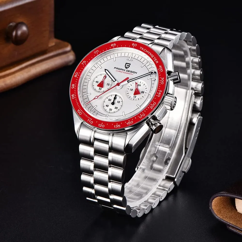 Design 1701 Men's Watches Japanese VK63 Quartz extraordinarily reconstruction pyramid enhance Movement Stainless Steel Strap Waterproof Casual Dress Analog Watch Professional Chronograph HaiQin Pagani 