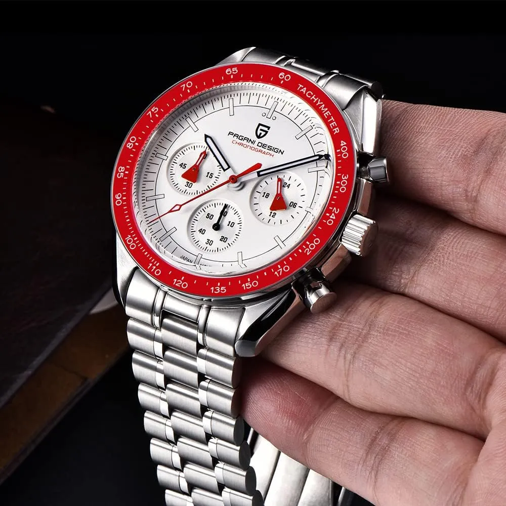 Design 1701 Men's Watches Japanese VK63 Quartz extraordinarily reconstruction pyramid enhance Movement Stainless Steel Strap Waterproof Casual Dress Analog Watch Professional Chronograph HaiQin Pagani 