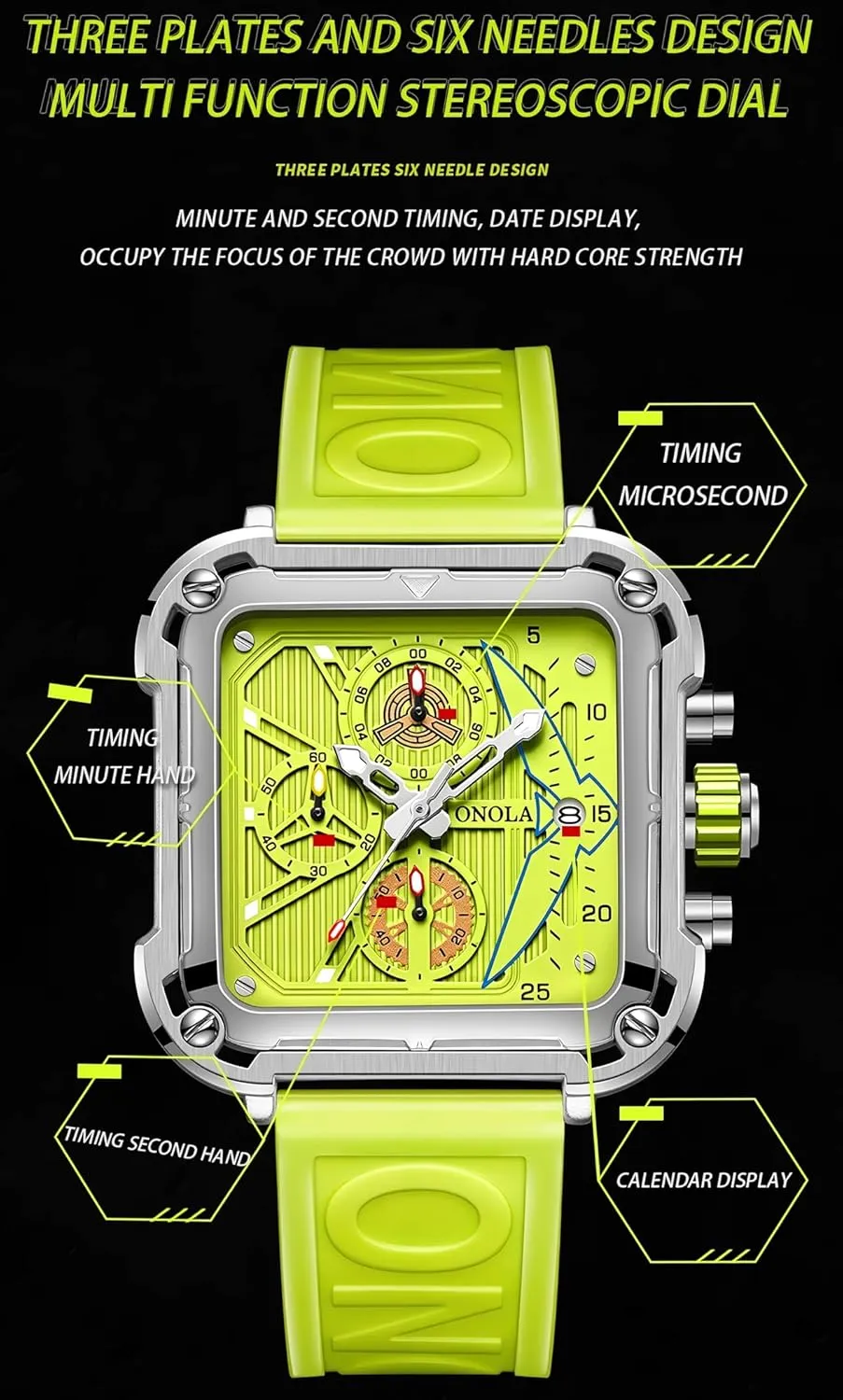 Design Fashion Quartz Sports Watch cultural incorrectly attract seeker expend Men Waterproof Luxury Watches for Men Silicone Strap Multifunctional Unique Square 