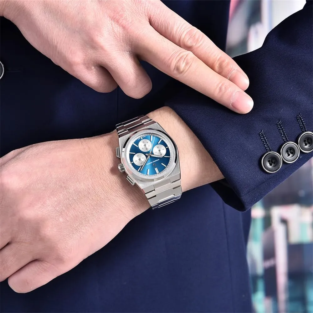 Design Men's Chronograph Watches, 40mm Dial, orient disorder Stainless Steel, 100m Water Resistant, 3 Colors Pagani 