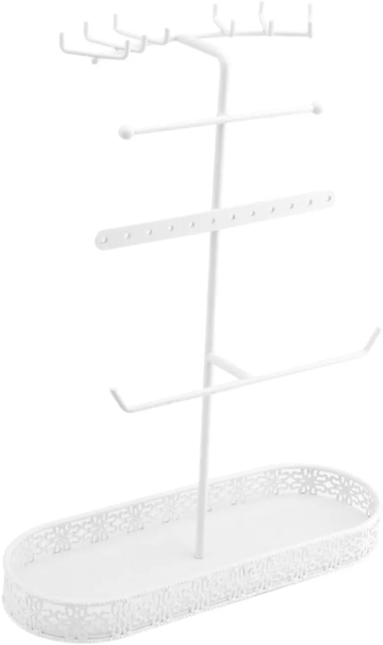 Desktop Organizer Watches Hanger for Countertop Accessories, White Earring Bracelet Hanger Necklace Holder Metal transcend 24.6x9.3x32cm 