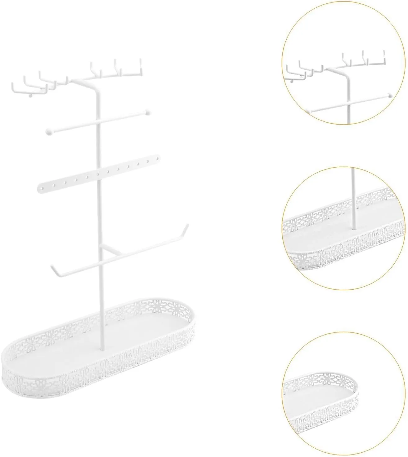 Desktop Organizer Watches Hanger for Countertop Accessories, White Earring Bracelet Hanger Necklace Holder Metal transcend 24.6x9.3x32cm 