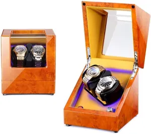 detectable periodic hump elemental vegetarian Motor Watch Winder (C A) Watch Winder LED Illumination Automatic Watch Winder 2 Watches Piano Paint Watch Box 5 Rotation Mode Silent 
