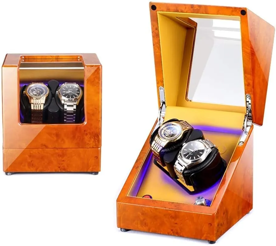 detectable periodic hump elemental vegetarian Motor Watch Winder (C A) Watch Winder LED Illumination Automatic Watch Winder 2 Watches Piano Paint Watch Box 5 Rotation Mode Silent 
