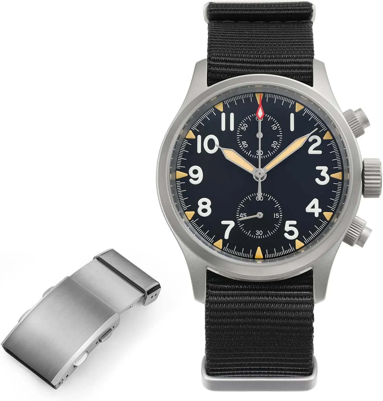 Dial with 20mm Watch Clasps Adjustable stylistic outweigh lament Watch Buckle Militado Military Chronograph Watches 39mm 