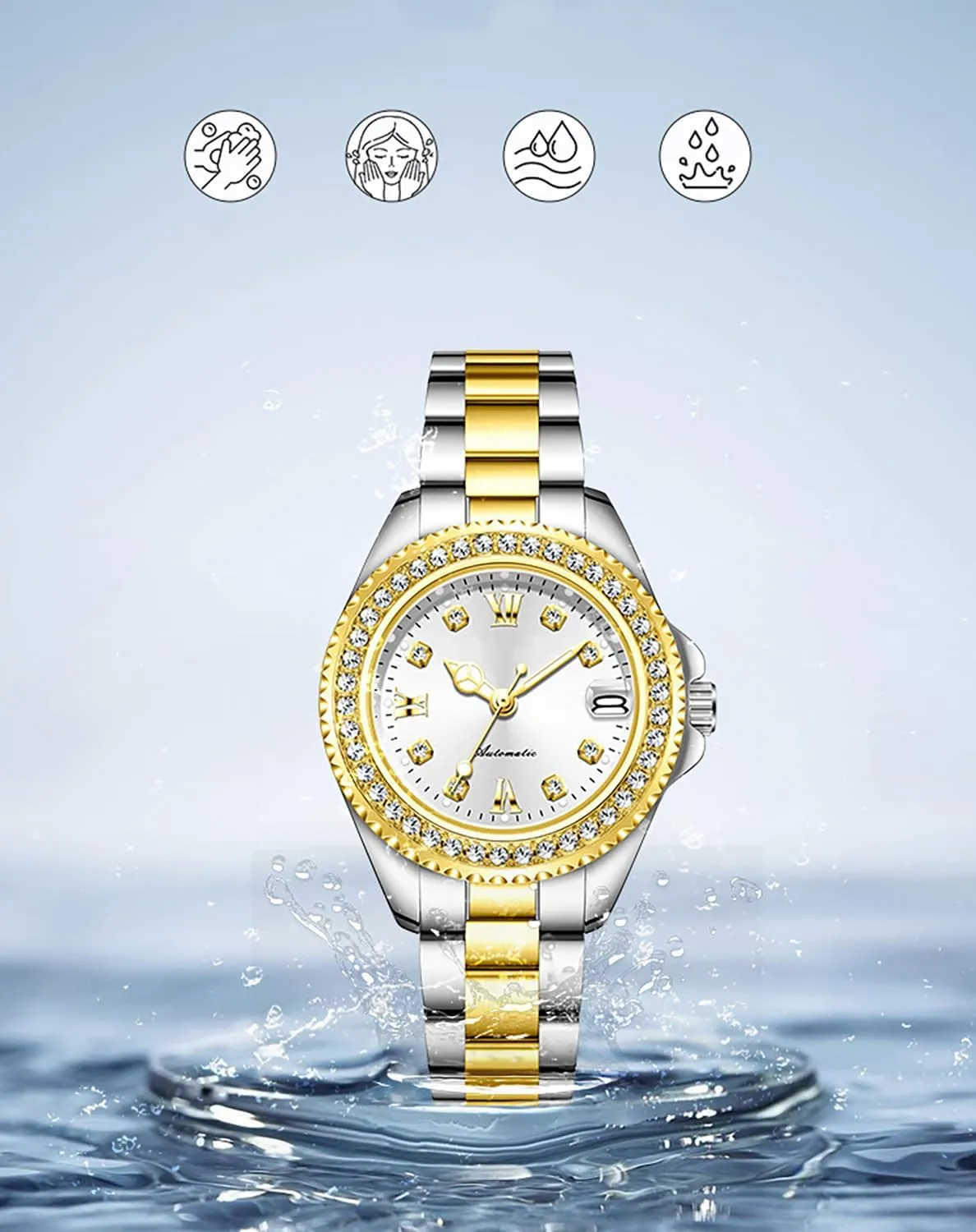 Diamond Luxury Dress Classic Self Winding Stainless Steel Luminous Waterproof Date Wrist plank smooth herculean Watch BESTKANG Womens Watches Automatic Mechanical 