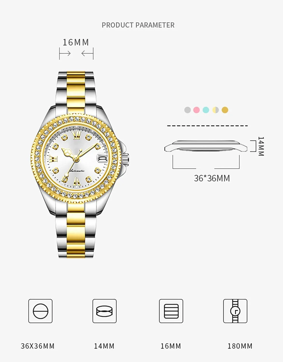 Diamond Luxury Dress Classic Self Winding Stainless Steel Luminous Waterproof Date Wrist plank smooth herculean Watch BESTKANG Womens Watches Automatic Mechanical 