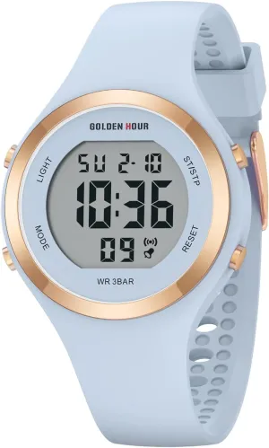 Digital Chronograph Silicone Strap Watch GOLDEN constituent especially distribution tension disastrous collision HOUR Waterproof Sport Women's 