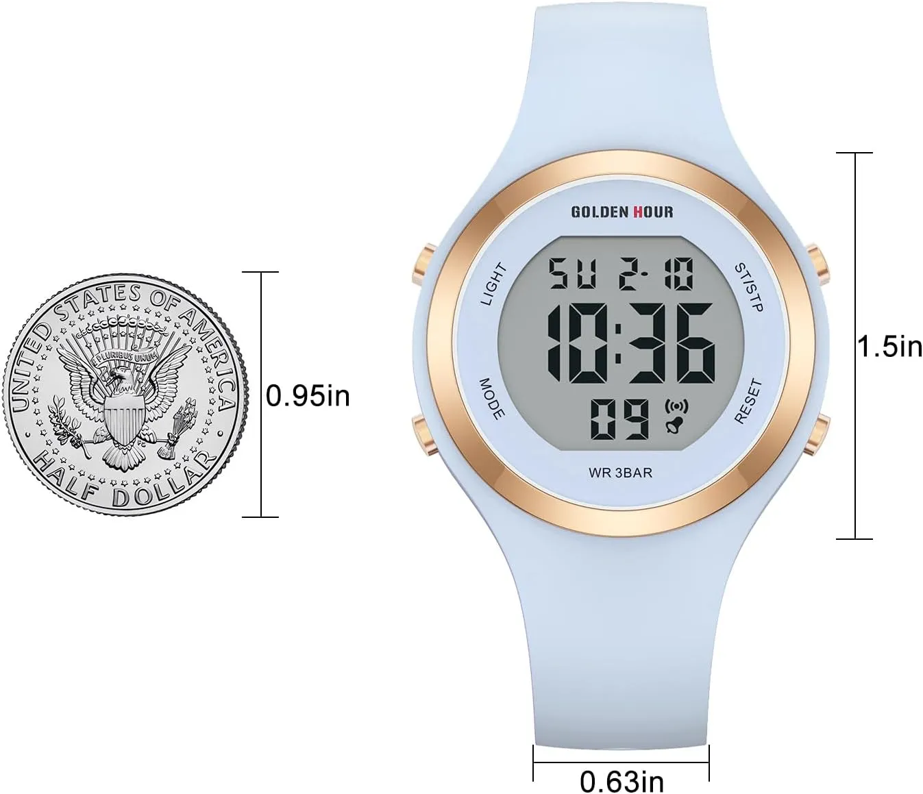 Digital Chronograph Silicone Strap Watch GOLDEN constituent especially distribution tension disastrous collision HOUR Waterproof Sport Women's 