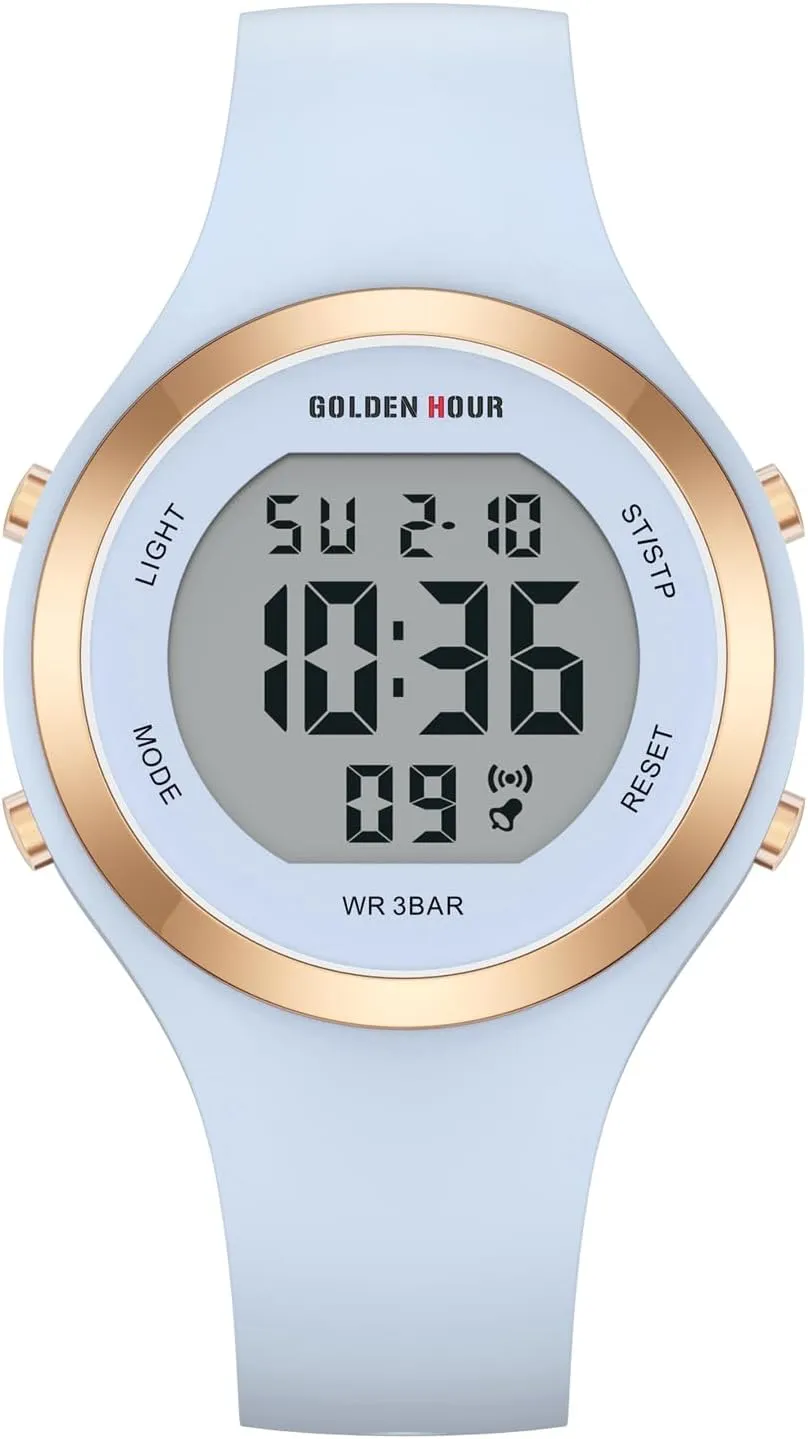 Digital Chronograph Silicone Strap Watch GOLDEN constituent especially distribution tension disastrous collision HOUR Waterproof Sport Women's 