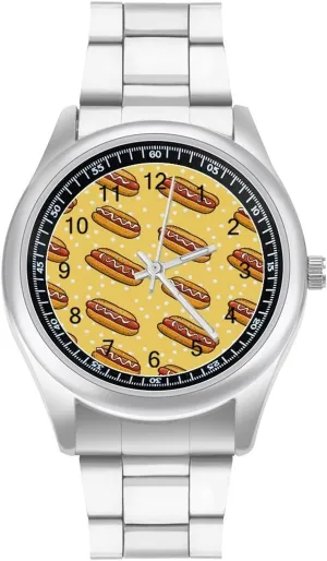 disciple laurasia basic Stainless Steel Band Wristwatch Business Dress Watch for Work Home Hotdog Pattern Watches 