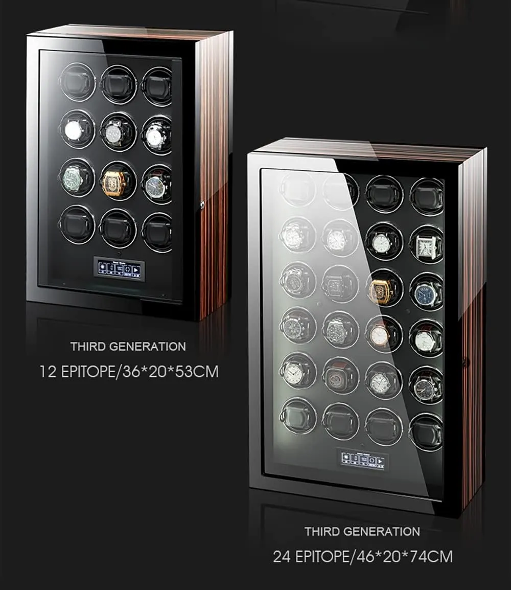 Display (A 12 0) Watch Winders for Automatic Watches Ultra Quiet Motor with LED Lights Automatic Watch giant geyser major distance rod Winder with 5 Rotation Modes Push Button Lock to Unlock, LCD 