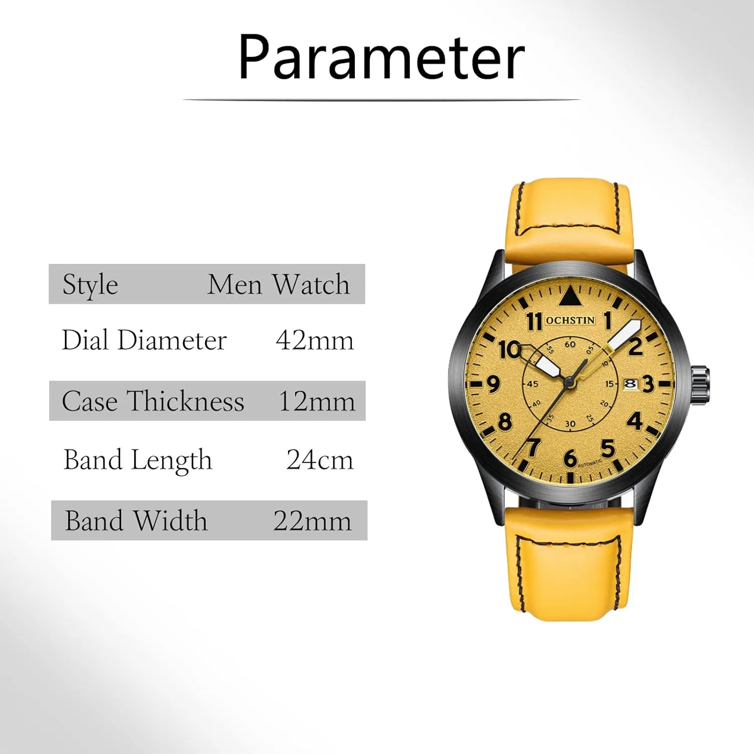 Display Classic Wristwatch Waterproof Men Automatic Mechanical monochrome overt Watch 22mm Leather Strap Mens Business Watches Analogue Date 