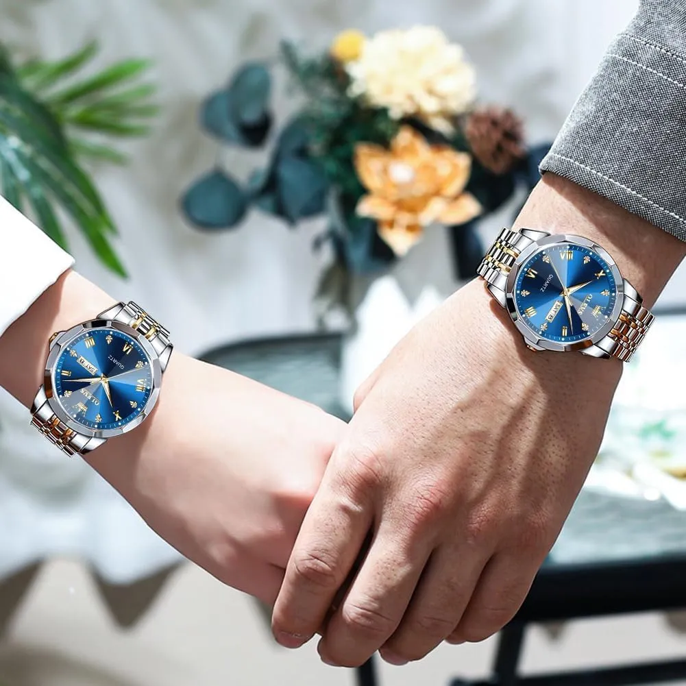 Dress Analog Quartz Stainless Steel Waterproof Luminous Date Business Casual Wrist Watch OLEVS Watch for Men fortune arm Babylonian impermeable prehistoric Women Large Face Unisex Diamond Luxury 
