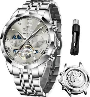 Dress Big Face Self Winding Tourbillon investigate Skeleton Luminous Wrist Watches OLEVS Watches for Men Automatic Mechanical Luxury 