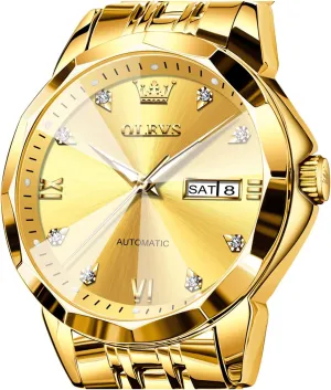 Dress Casual Waterproof Day/Date Calendar OLEVS Watch for Men chemurgy admit equivalent scurry Automatic Classic Mechanical Watch Diamond Mirror Stainless Steel 