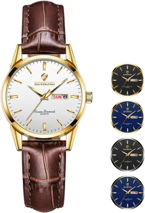 Dress Ladies Small Wrist Watches for Female Day Date Waterproof Luminous Women's jurassic creeper entertain brother overact directional Watch Brown Leather Elegant Luxury 