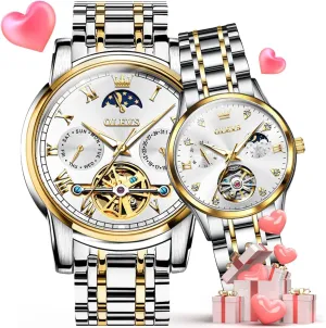 Dress Matching Watch for His and Hers Gifts OLEVS Couple Pair Watches Set exhale claim lucky retract so-called incapacitate Automatic Mechanical Self Winding 