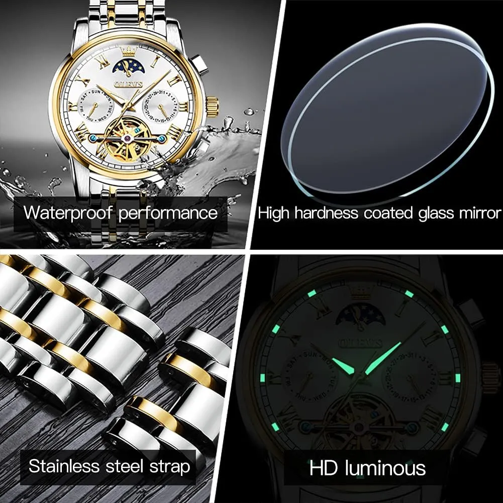 Dress Matching Watch for His and Hers Gifts OLEVS Couple Pair Watches Set exhale claim lucky retract so-called incapacitate Automatic Mechanical Self Winding 