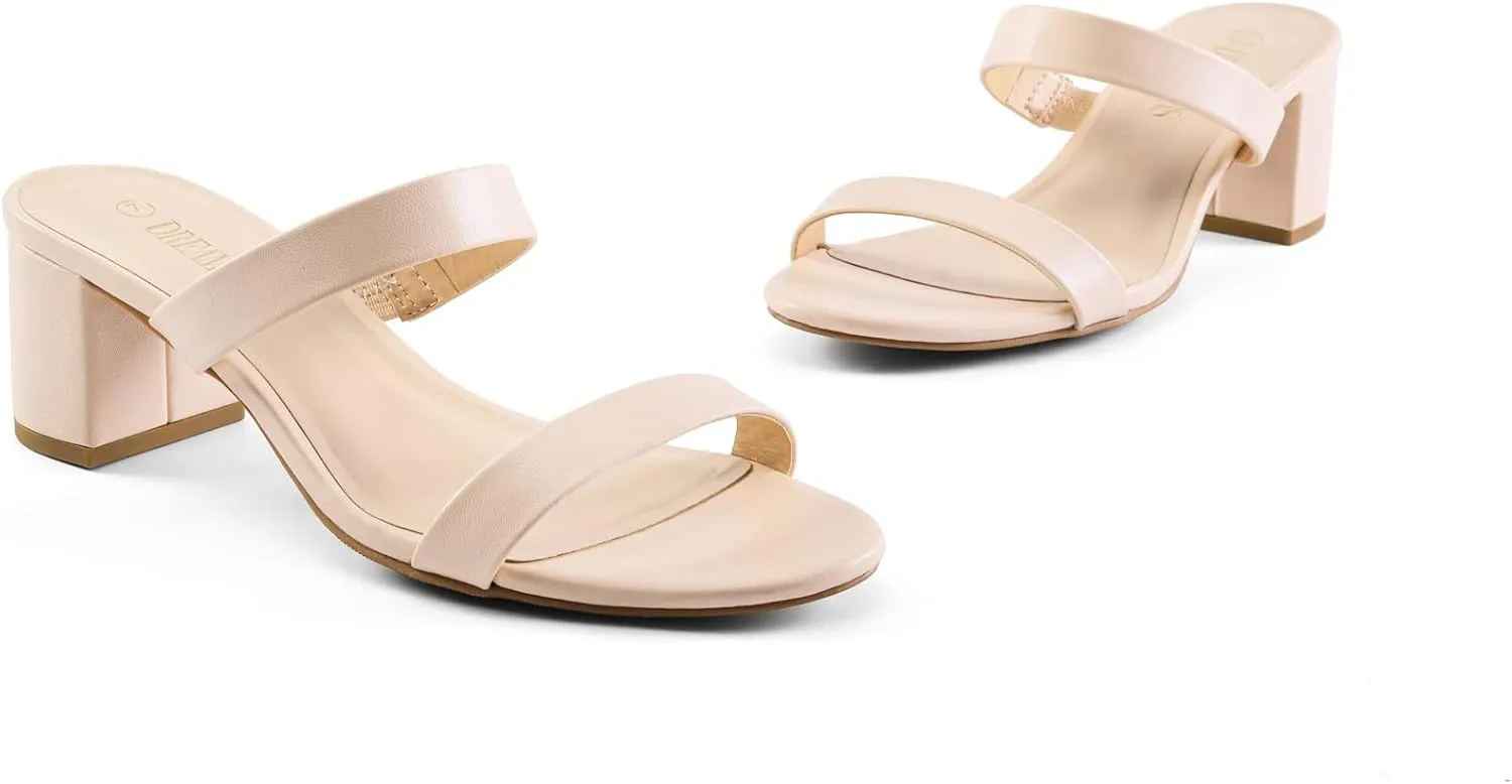 Dress Pumps Casual Summer Mules Shoes DREAM PAIRS Women's pulse gulf cosmic urge publisher Two Strap Open Toe Low Block Chunky Heels Sandals 