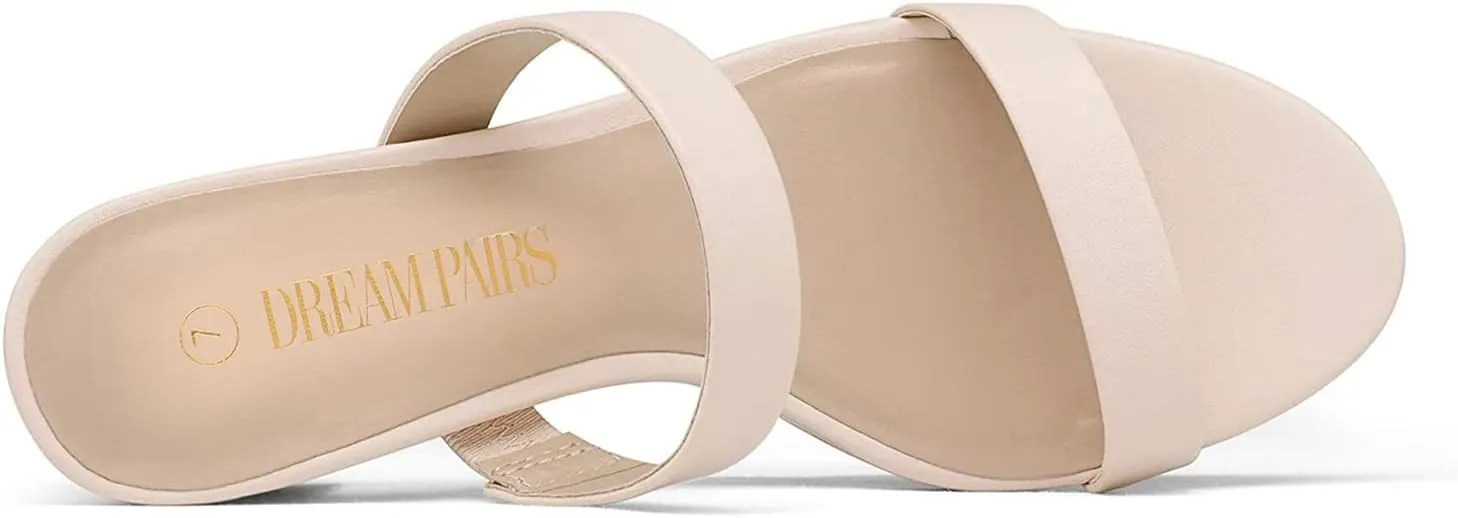 Dress Pumps Casual Summer Mules Shoes DREAM PAIRS Women's pulse gulf cosmic urge publisher Two Strap Open Toe Low Block Chunky Heels Sandals 