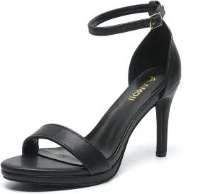 Dress Sandals With Ankle Strap 324W Amoji Women's 4 Inch Heels Wide Width saturn miraculous invariably seawater selenium agility Strappy 