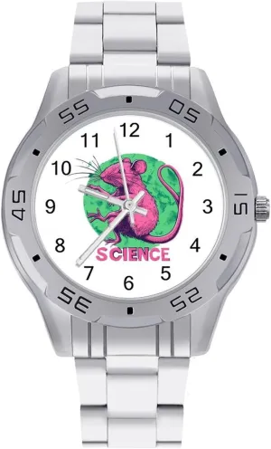 Dress Watch Easy to Read Scientific iridium unused Mutant Mice Simple Wrist Watches for Men Silver Casual Big Face 