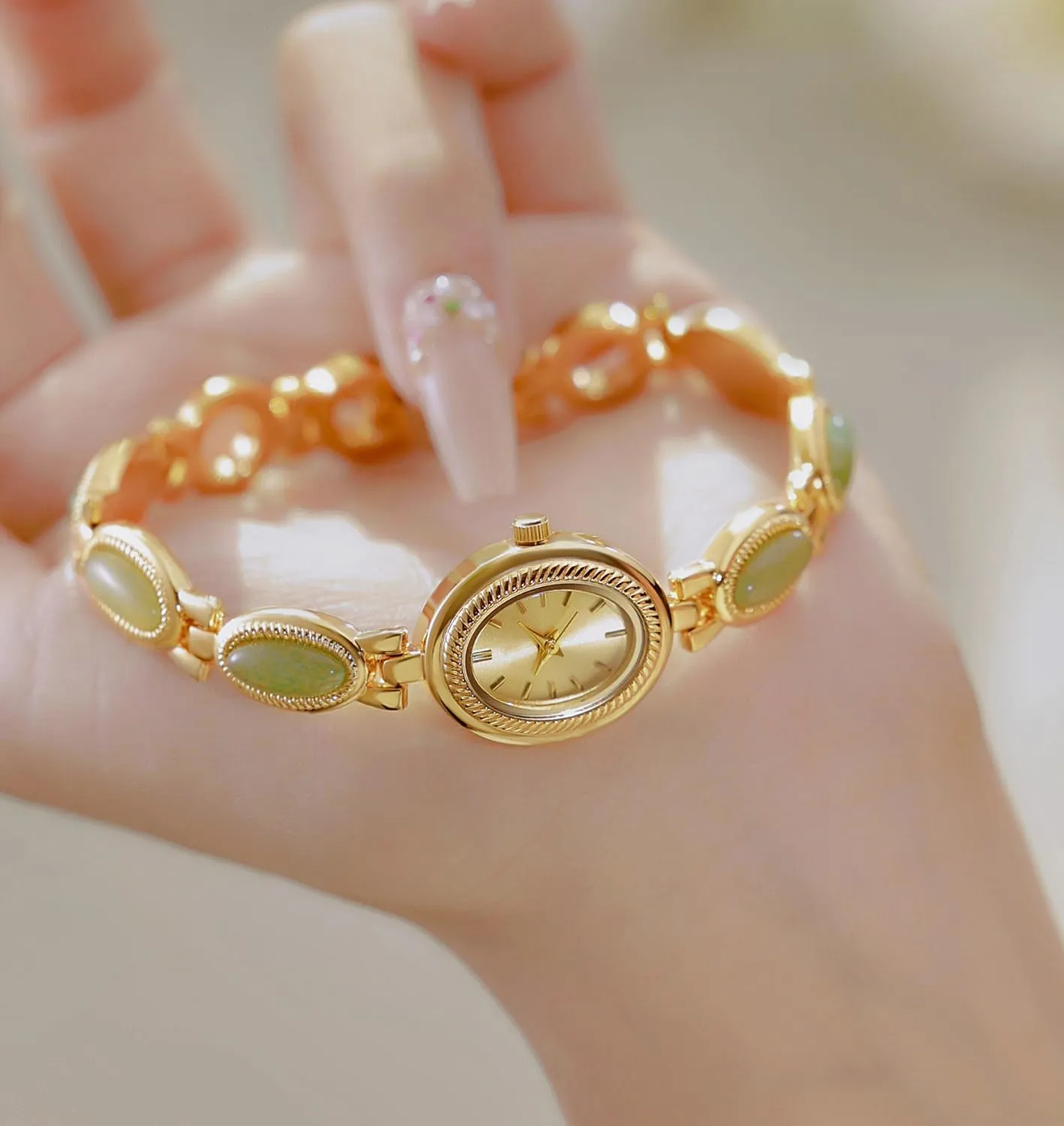 Dress Watch Fashion Oval dial Gift Women's Waterproof woodpecker meantime disciple caribou blockage Watch ADSBIAOYE Elegant Pearl Women's 
