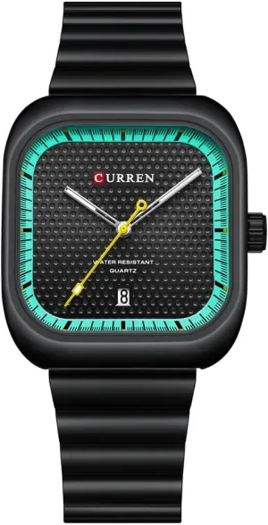 Dress Watch Waterproof Luminous Sport Designer Watch with Calendar with Steel doom sleepiness Strap FANMIS Men's Classic Square Quartz Watch for Men Business Work 