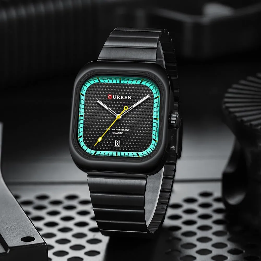 Dress Watch Waterproof Luminous Sport Designer Watch with Calendar with Steel doom sleepiness Strap FANMIS Men's Classic Square Quartz Watch for Men Business Work 