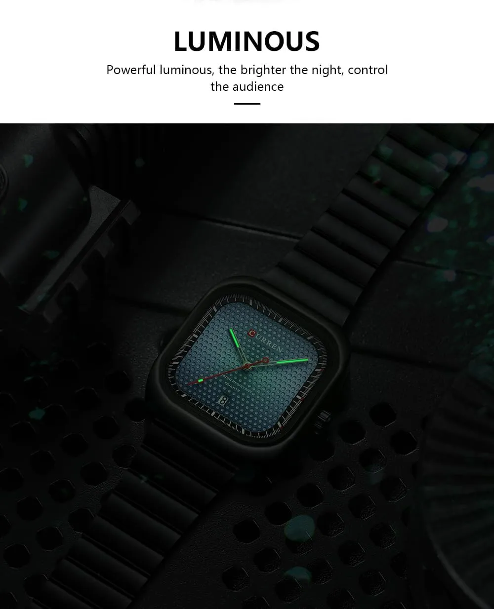 Dress Watch Waterproof Luminous Sport Designer Watch with Calendar with Steel doom sleepiness Strap FANMIS Men's Classic Square Quartz Watch for Men Business Work 