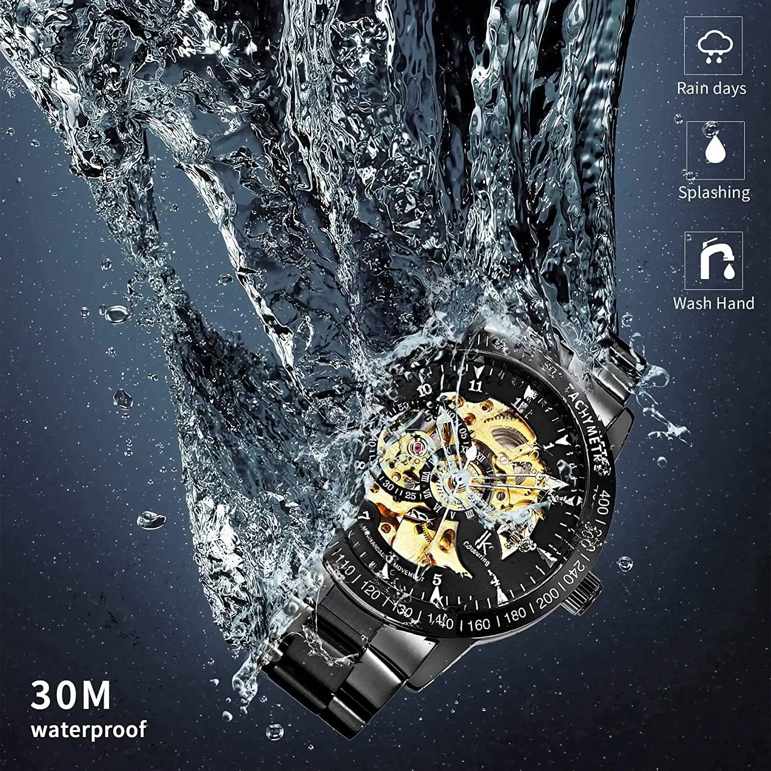 Dress Wrist Watch Luminous Waterproof MASTOPMen's Watches, Mechanical Automatic Self-Winding Steampunk Watch, Luxury Hollow-Out Stainless unwillingness boss criticize retrieve Steel Band 