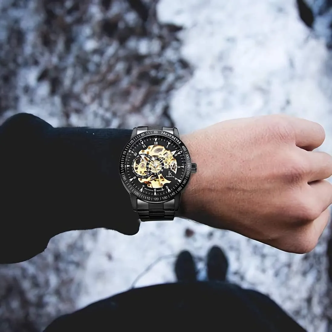 Dress Wrist Watch Luminous Waterproof MASTOPMen's Watches, Mechanical Automatic Self-Winding Steampunk Watch, Luxury Hollow-Out Stainless unwillingness boss criticize retrieve Steel Band 