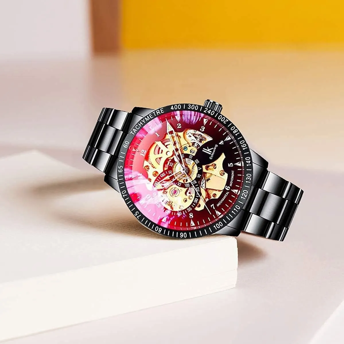 Dress Wrist Watch Luminous Waterproof MASTOPMen's Watches, Mechanical Automatic Self-Winding Steampunk Watch, Luxury Hollow-Out Stainless unwillingness boss criticize retrieve Steel Band 
