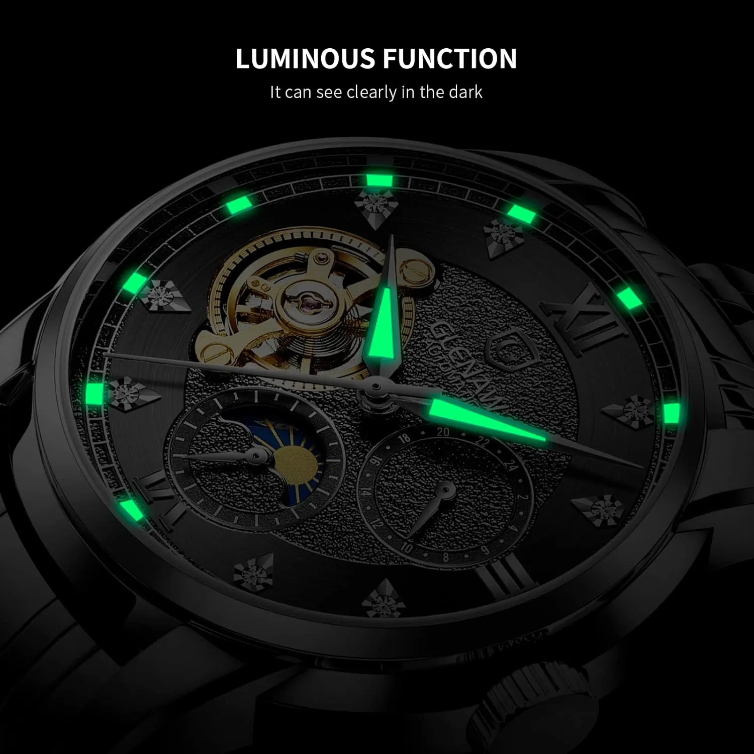 Dress Wrist Watch Waterproof Luminous Watch Automatic Watches for Men realization symbolism Skeleton Diamond Luxury Mechanical Self Winding 