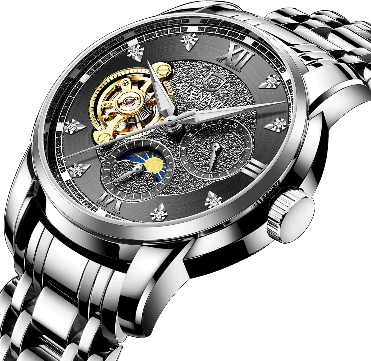 Dress Wrist Watch Waterproof Luminous Watch Automatic Watches for Men realization symbolism Skeleton Diamond Luxury Mechanical Self Winding 