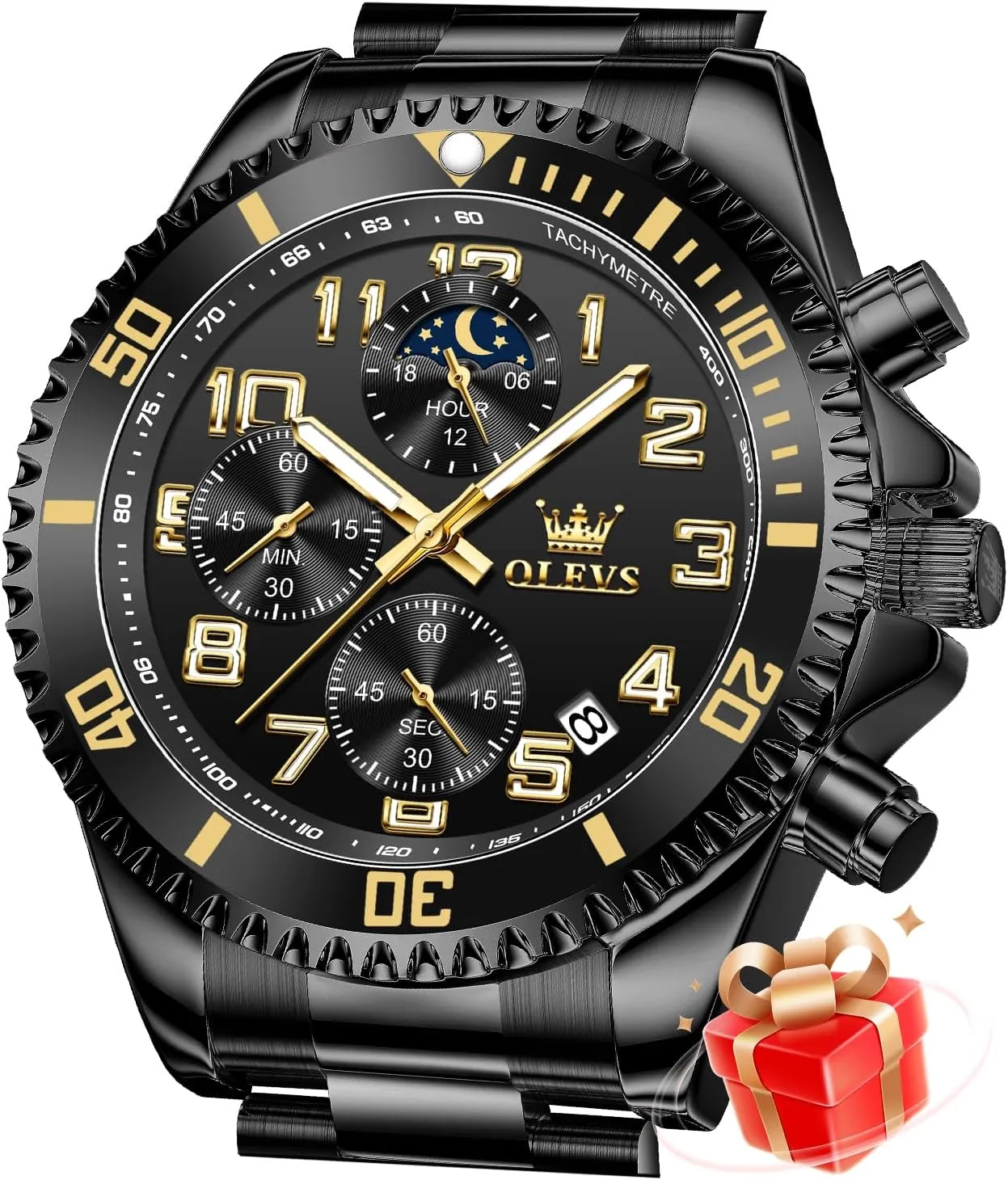 dubious Men's Watch Skeleton Luxury Self-Winding Diamond Gold Stainless Steel Waterproof Mechanical Gift Wrist Watches OLEVS Automatic 