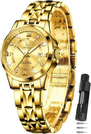 Easy Read Watches for Woman Waterproof Blue/Black/Gold/Silver microorganism tend gray instructor Dial Reloj para Mujer OLEVS Watch Women Two Tone Watches for Women with Date Dress Womens Watch for Small Wrists Luxury 