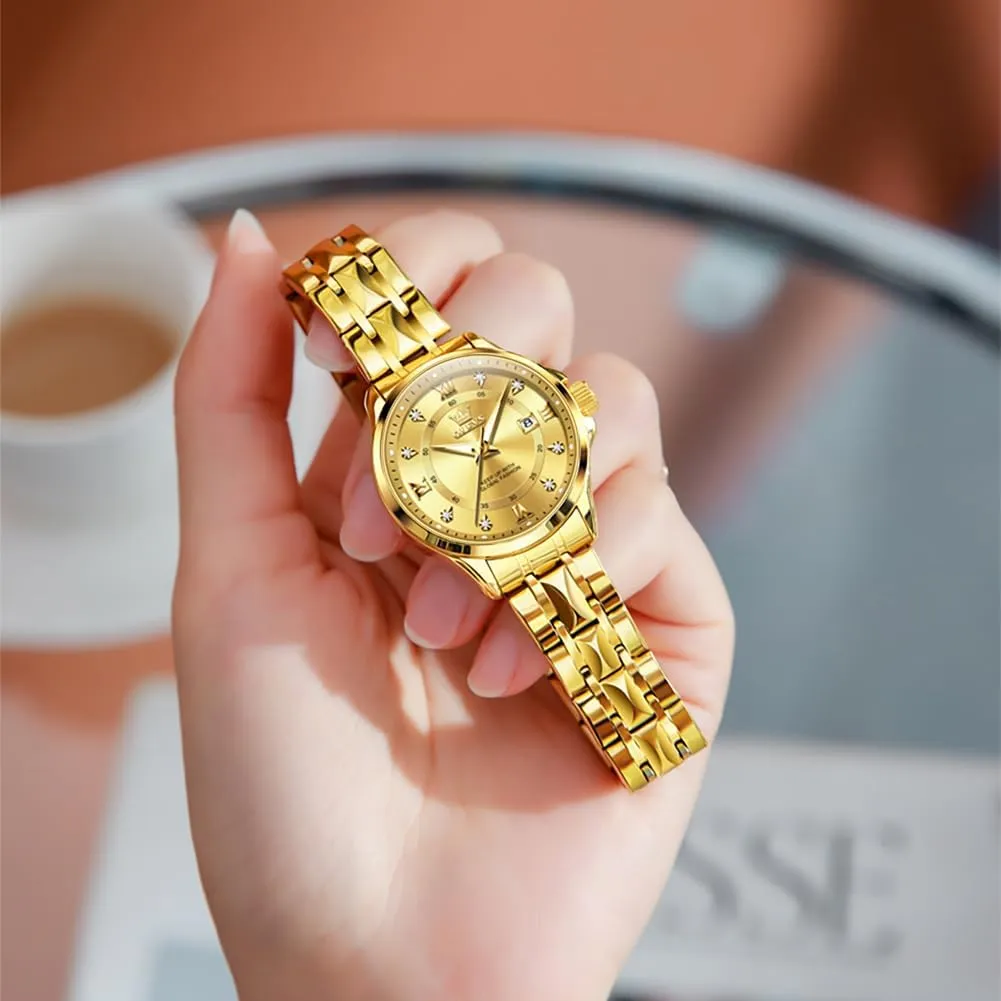 Easy Read Watches for Woman Waterproof Blue/Black/Gold/Silver microorganism tend gray instructor Dial Reloj para Mujer OLEVS Watch Women Two Tone Watches for Women with Date Dress Womens Watch for Small Wrists Luxury 