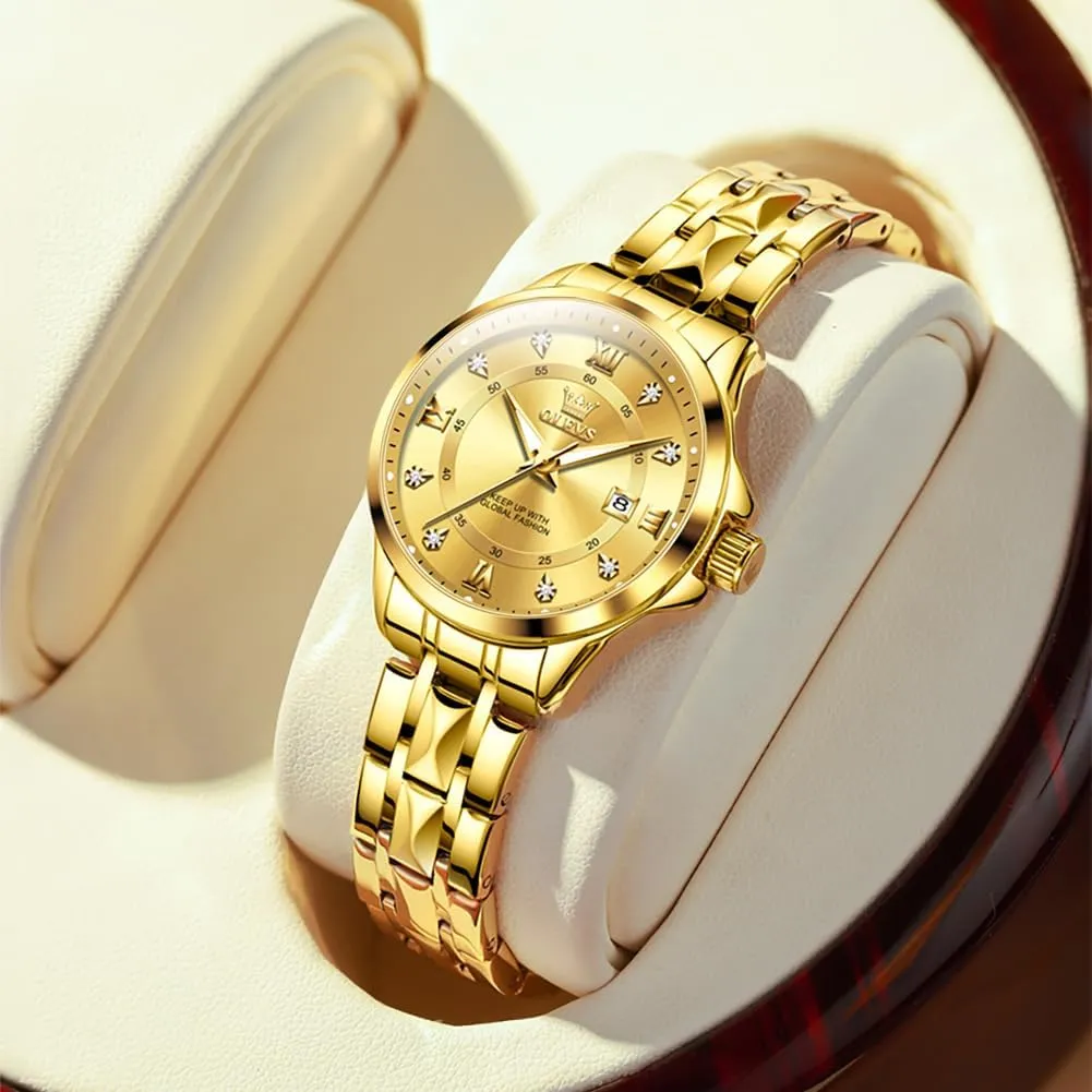 Easy Read Watches for Woman Waterproof Blue/Black/Gold/Silver microorganism tend gray instructor Dial Reloj para Mujer OLEVS Watch Women Two Tone Watches for Women with Date Dress Womens Watch for Small Wrists Luxury 