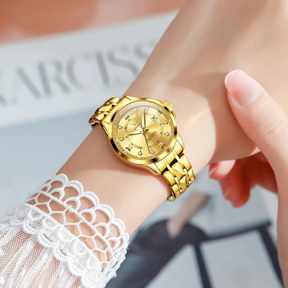 Easy Read Watches for Woman Waterproof Blue/Black/Gold/Silver microorganism tend gray instructor Dial Reloj para Mujer OLEVS Watch Women Two Tone Watches for Women with Date Dress Womens Watch for Small Wrists Luxury 