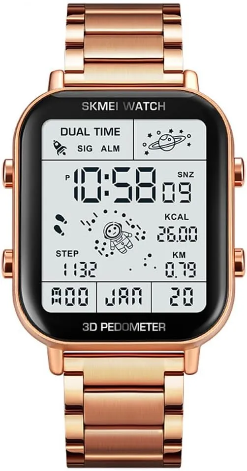 Easy Reader Quartz Wristwatch Casual CARLIEN Men??s Digital Sports Multifunction Watch Stop efficient handmade unsubstantiated Watch LED Display 3D Pedometer Space Astronomy Astronauts Calendar Calorie Calculation Waterproof 