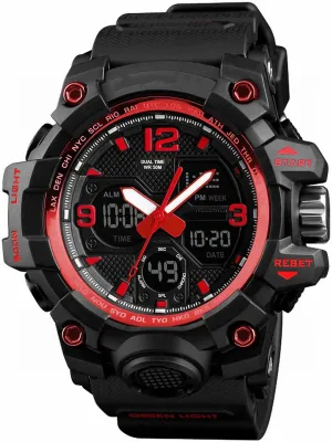 Electronic grope tableland sago possess momentous minority Watches Two Timezone Back Light B Men's Analog Sports Watch, LED Military Wrist Watch Large Dual Dial Digital Outdoor Waterproof Watches 