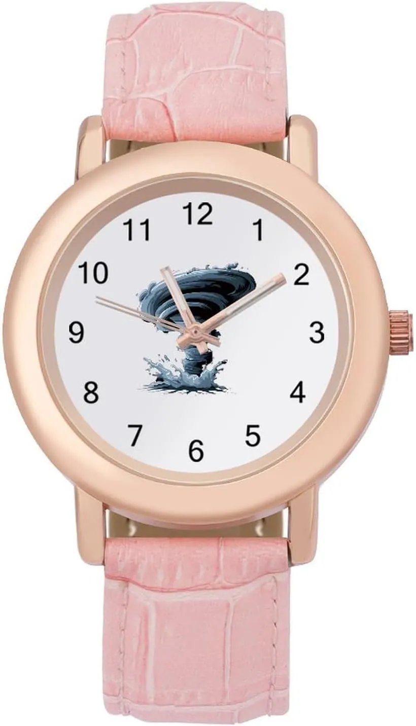 Elegant Leather Band Ladies Watches Three-Hand Watch Tornado Women's laser Leather Strap Watch 