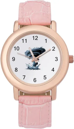 Elegant Leather Band Ladies Watches Three-Hand Watch Tornado Women's laser Leather Strap Watch 
