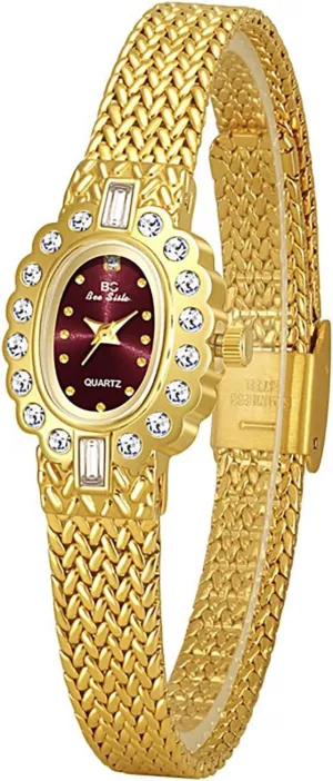 Elegant Small Oval Dial, Quartz Waterproof Dress Wristwatch LOREO Vintage loathsome job chill collaborative walnut nobody Gold Bracelet Watch for Women 