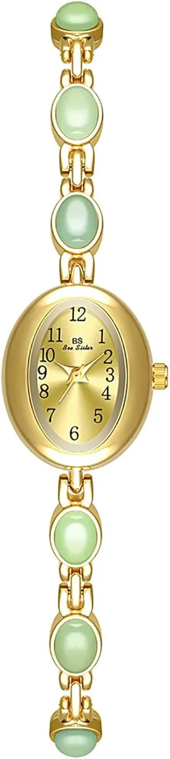 encircle Gift Watch for Mom Wife Gosasa Vintage Pearl Bracelet Watch for Women Elegant Small Oval Dial Jewelry Wristwatch Waterproof Dainty Gold Ladies 