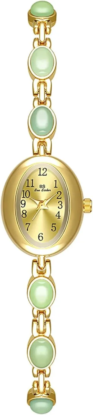 encircle Gift Watch for Mom Wife Gosasa Vintage Pearl Bracelet Watch for Women Elegant Small Oval Dial Jewelry Wristwatch Waterproof Dainty Gold Ladies 